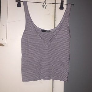 white and blue striped brandy crop tank